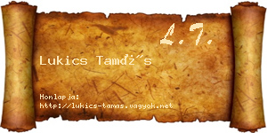 Lukics Tamás névjegykártya
